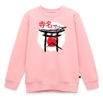 Temple japonais Japon Soleil - Sweat Premium enfant bio - rose - Devant - AI Model Kid Female (0cm)