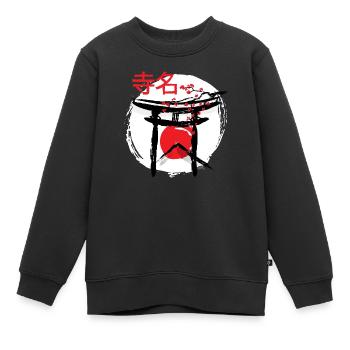 Temple japonais Japon Soleil - Sweat Premium enfant bio - noir - Devant - AI Model Kid Female (0cm)