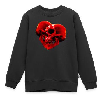 skull heart 1 - Sweat Premium enfant bio - noir - Devant - AI Model Kid Female (0cm)
