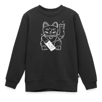 Linie Maneki Neko - Kinder Premium Organic Sweatshirt - Schwarz - Vorne - AI Model Kid Female (0cm)