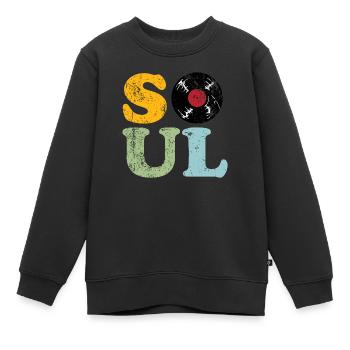 Soul Musique rétro - Sweat Premium enfant bio - noir - Devant - AI Model Kid Female (0cm)