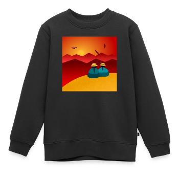 Zwei Frauen, die den Horizont betrachten - Kinder Premium Organic Sweatshirt - Schwarz - Vorne - AI Model Kid Female (0cm)