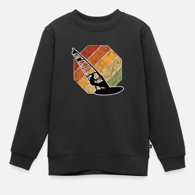 Windsurffer Retro Windsurfing Surf - Sweat Premium enfant bio - noir