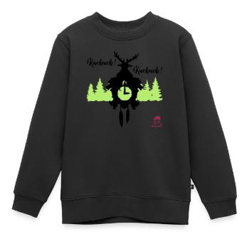 Kuckuck...Kuckuck... Kuckucksuhr mit Hirschgeweih - Kinder Premium Organic Sweatshirt - Schwarz - Vorne - AI Model Kid Female (0cm)
