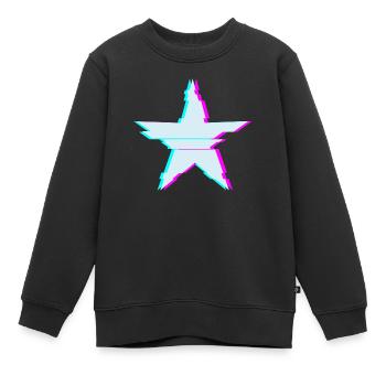 Stern mit Glitch Effekt - Kinder Premium Organic Sweatshirt - Schwarz - Vorne - AI Model Kid Female (0cm)