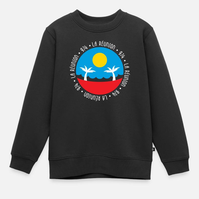 La Réunion - 974 - Sweat Premium enfant bio - noir