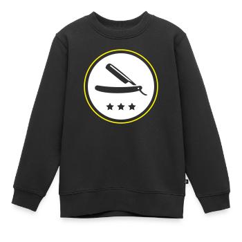 Lame de rasoir barber - Sweat Premium enfant bio - noir - Devant - AI Model Kid Female (0cm)