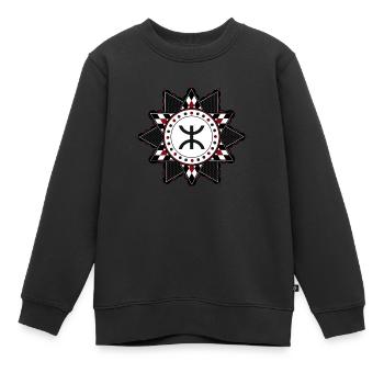 Motif kabyle - Sweat Premium enfant bio - noir - Devant - AI Model Kid Female (0cm)