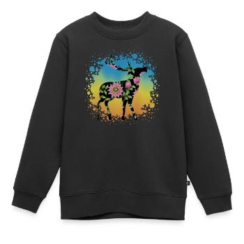 Hirsch - Kinder Premium Organic Sweatshirt - Schwarz - Vorne - AI Model Kid Female (0cm)