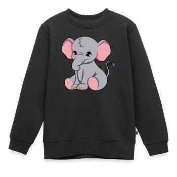 Eléphant - Sweat Premium enfant bio - noir - Devant - AI Model Kid Female (0cm)