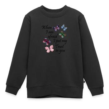 When I am afraid I put my Trust in you Cadeau - Sweat Premium enfant bio - noir - Devant - AI Model Kid Female (0cm)