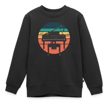 piano - Sweat Premium enfant bio - noir - Devant - AI Model Kid Female (0cm)