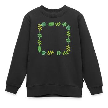 Rahmen mit Blättern - Kinder Premium Organic Sweatshirt - Schwarz - Vorne - AI Model Kid Female (0cm)