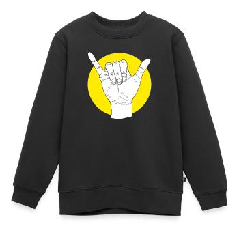 Bleib locker Surfer - Surfergruß - Hand Geste - Kinder Premium Organic Sweatshirt - Schwarz - Vorne - AI Model Kid Female (0cm)