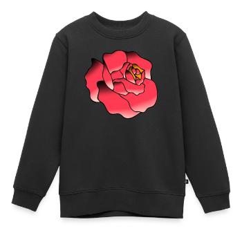 rose fleur dessin - Sweat Premium enfant bio - noir - Devant - AI Model Kid Female (0cm)