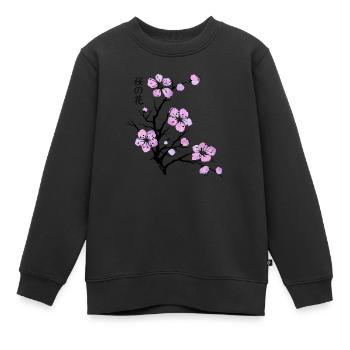 Fleurs de cerisier - Sweat Premium enfant bio - noir - Devant - AI Model Kid Female (0cm)