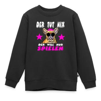 Bulldoge - Sweat Premium enfant bio - noir - Devant - AI Model Kid Female (0cm)