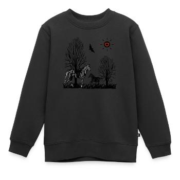 Chevaux - Sweat Premium enfant bio - noir - Devant - AI Model Kid Female (0cm)