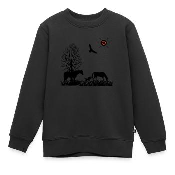 Chevaux - Sweat Premium enfant bio - noir - Devant - AI Model Kid Female (0cm)