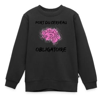 Cerveau - Sweat Premium enfant bio - noir - Devant - AI Model Kid Female (0cm)