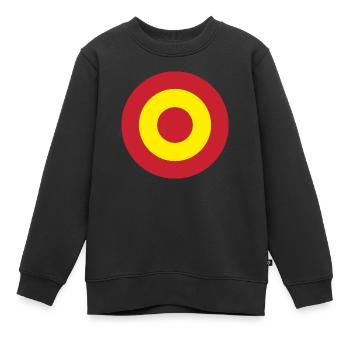 Espagne Flag Round Target - Sweat Premium enfant bio - noir - Devant - AI Model Kid Female (0cm)