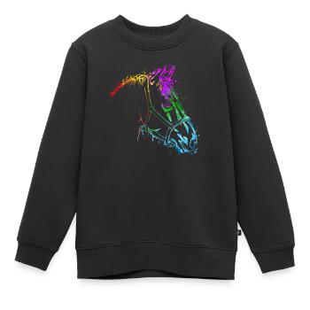 Tête de cheval Cheval Coloré Chevaux - Sweat Premium enfant bio - noir - Devant - AI Model Kid Female (0cm)
