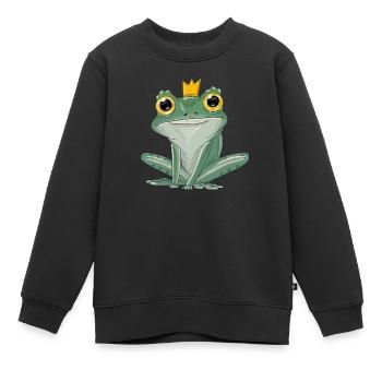 Froschprinzchen - Kinder Premium Organic Sweatshirt - Schwarz - Vorne - AI Model Kid Female (0cm)