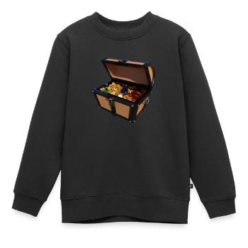 Coffre au trésor de pirate - Sweat Premium enfant bio - noir - Devant - AI Model Kid Female (0cm)