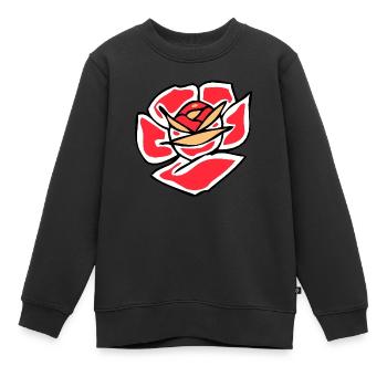rose fleur - Sweat Premium enfant bio - noir - Devant - AI Model Kid Female (0cm)