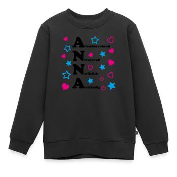 Anna - Kinder Premium Organic Sweatshirt - Schwarz - Vorne - AI Model Kid Female (0cm)