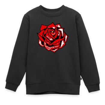 rose fleur - Sweat Premium enfant bio - noir - Devant - AI Model Kid Female (0cm)