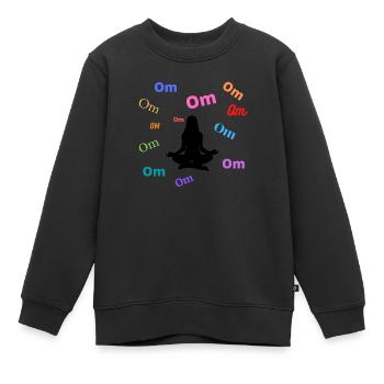 T-shirt Cadeau Yoga Femme Om humour - Sweat Premium enfant bio - noir - Devant - AI Model Kid Female (0cm)