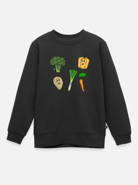 Glückliches Gemüse - Kinder Premium Organic Sweatshirt - Schwarz
