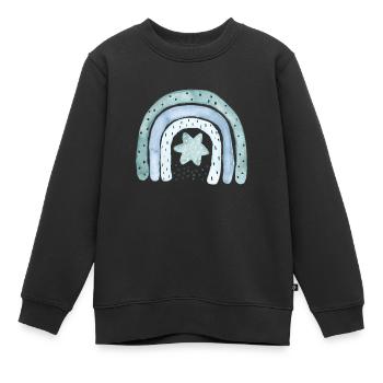 Bleu denim arc-en-ciel avec astérisque - Sweat Premium enfant bio - noir - Devant - AI Model Kid Female (0cm)