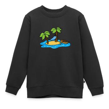 île avec des palmiers un hamac et un bateau - Sweat Premium enfant bio - noir - Devant - AI Model Kid Female (0cm)