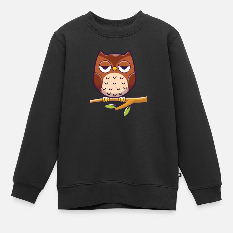 Bored Owl - gelangweilte Eule sitzt auf Ast - Kinder Premium Organic Sweatshirt - Schwarz