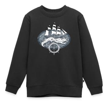 Segelschiff - Kinder Premium Organic Sweatshirt - Schwarz - Vorne - AI Model Kid Female (0cm)