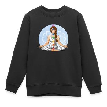 Zen und Zebra Illustration der Chakra Meditation - Kinder Premium Organic Sweatshirt - Schwarz - Vorne - AI Model Kid Female (0cm)