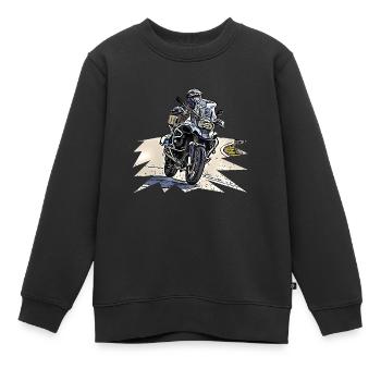 Courbe de vélo d’aventure - Sweat Premium enfant bio - noir - Devant - AI Model Kid Female (0cm)