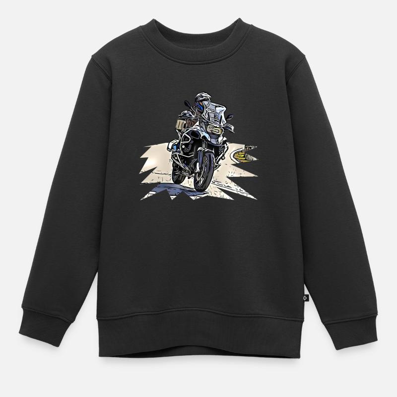 Courbe de vélo d’aventure - Sweat Premium enfant bio - noir