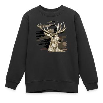 Hirsch - Kinder Premium Organic Sweatshirt - Schwarz - Vorne - AI Model Kid Female (0cm)