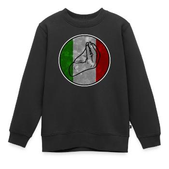 Geste de la main italienne Italie Italiano - Sweat Premium enfant bio - noir - Devant - AI Model Kid Female (0cm)