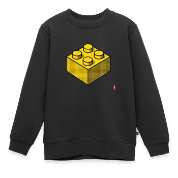 Baustein Gelb - Kinder Premium Organic Sweatshirt - Schwarz - Vorne - AI Model Kid Female (0cm)