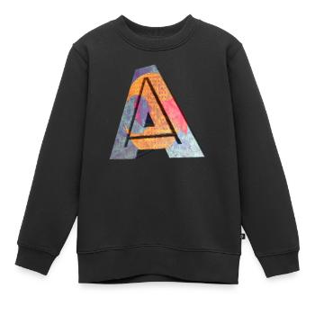 A - Sweat Premium enfant bio - noir - Devant - AI Model Kid Female (0cm)