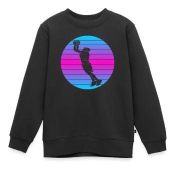 Basketball Basketball Retro Basketball Amateurs de Basketball - Sweat Premium enfant bio - noir - Devant - AI Model Kid Female (0cm)