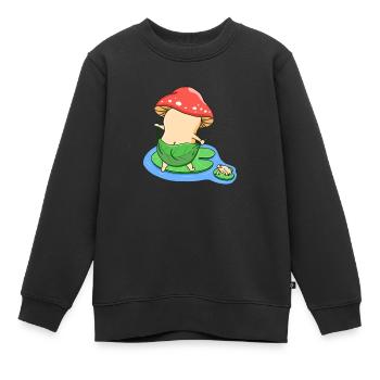 Bath Mushroom - Kids Premium Organic Sweatshirt - black - Front - AI Model Kid Female (0cm)