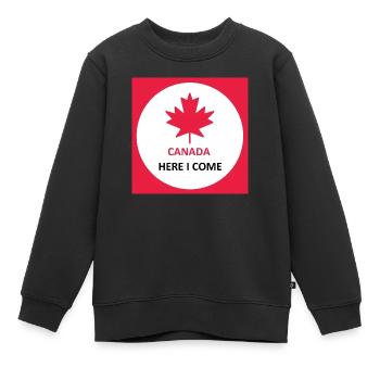 Kanada Here I Come - Kinder Premium Organic Sweatshirt - Schwarz - Vorne - AI Model Kid Female (0cm)