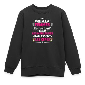 ramasseuse de cèpes Cadeau cèpes humour - Sweat Premium enfant bio - noir - Devant - AI Model Kid Female (0cm)
