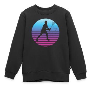 Joueuse de badminton Squash Badminton Badminton Badminton Badminton - Sweat Premium enfant bio - noir - Devant - AI Model Kid Female (0cm)