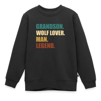 Légende du petit-fils loup - Sweat Premium enfant bio - noir - Devant - AI Model Kid Female (0cm)